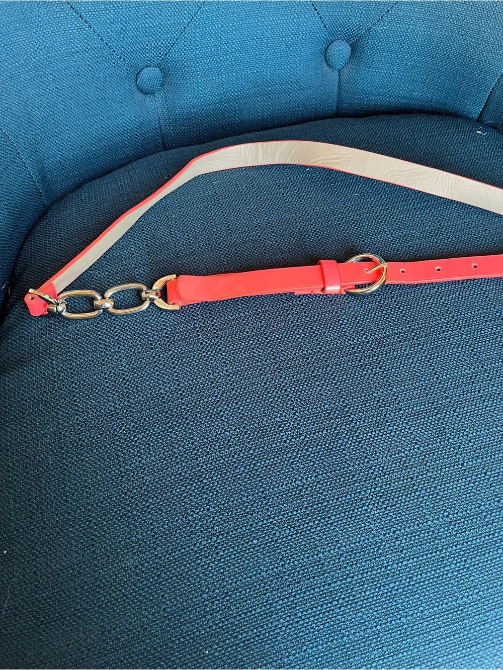 Charlotte Russe Pink and Cream Adjustable Chain-Accent Belt